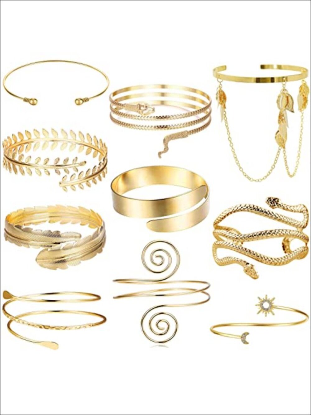 10pc Copper Arm Cuff Bracelets Set Adjustable Boho Armband Women